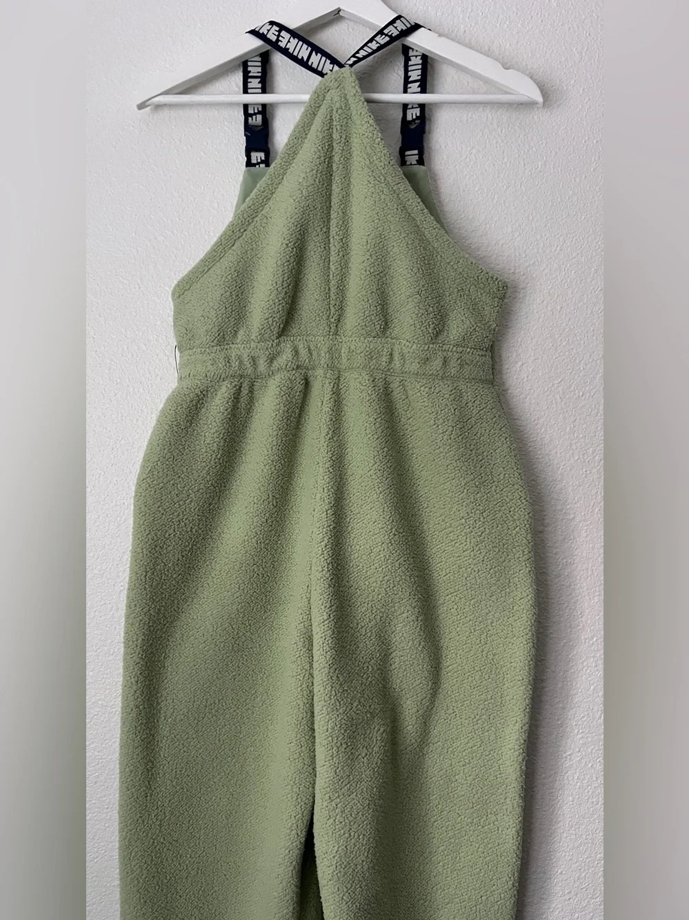 NWOT Nike Olive Green Fleece Overalls Jumpsuit with Branded Straps